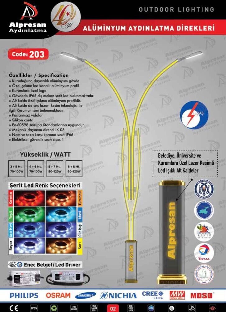 Tedaş Alüminyum Aydınlatma Direkleri