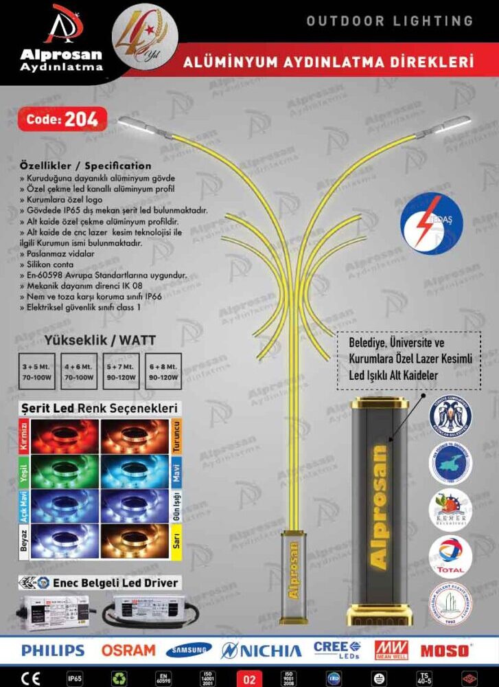 Tedaş Alüminyum Aydınlatma Direkleri