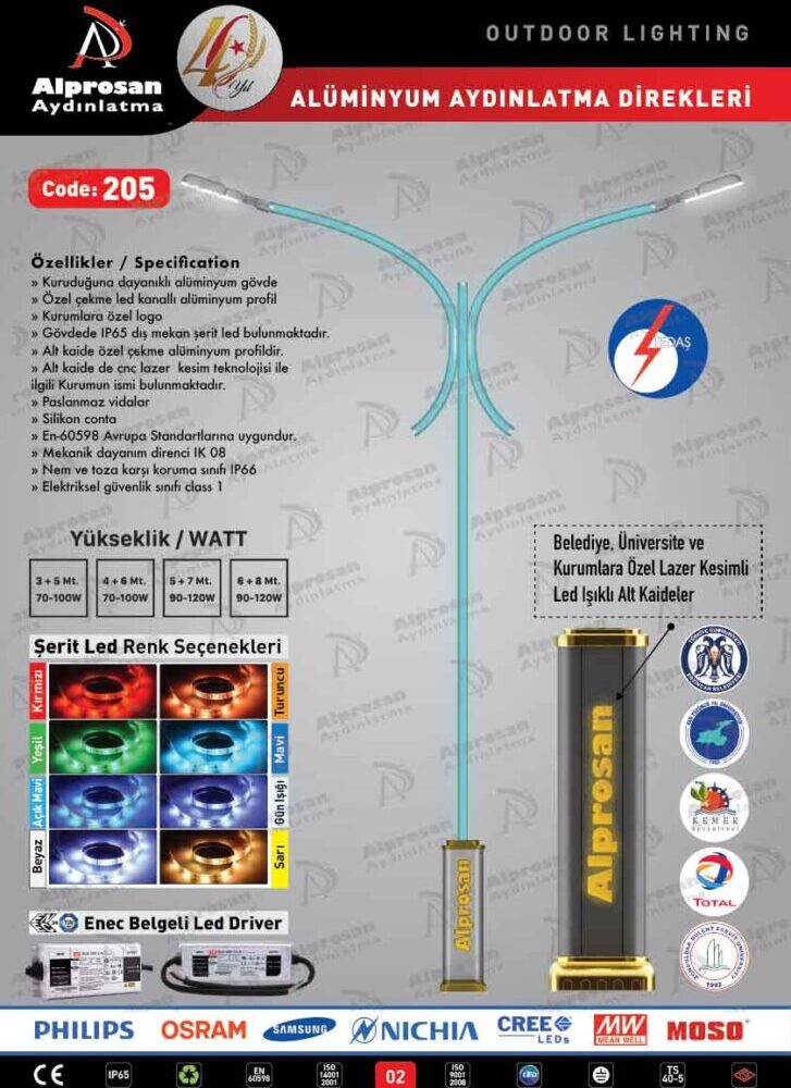 Tedaş Alüminyum Aydınlatma Direkleri