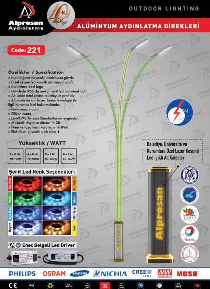 Tedaş Alüminyum Aydınlatma Direkleri