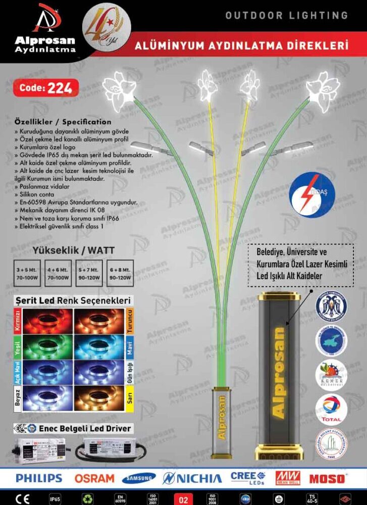 Tedaş Alüminyum Aydınlatma Direkleri