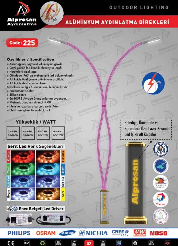 Tedaş Alüminyum Aydınlatma Direkleri