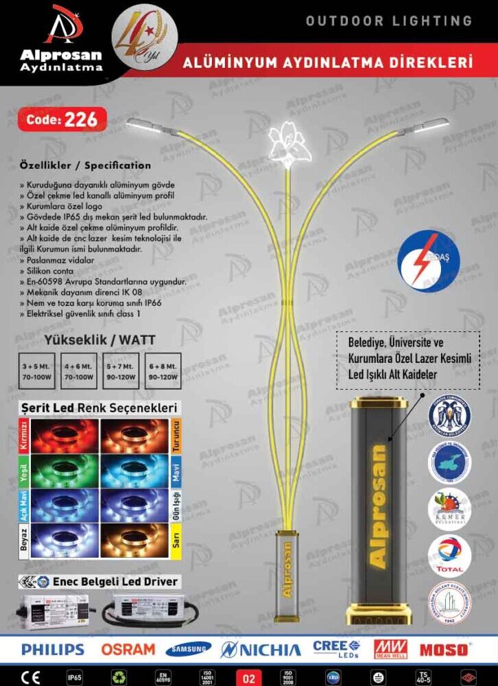 Tedaş Alüminyum Aydınlatma Direkleri
