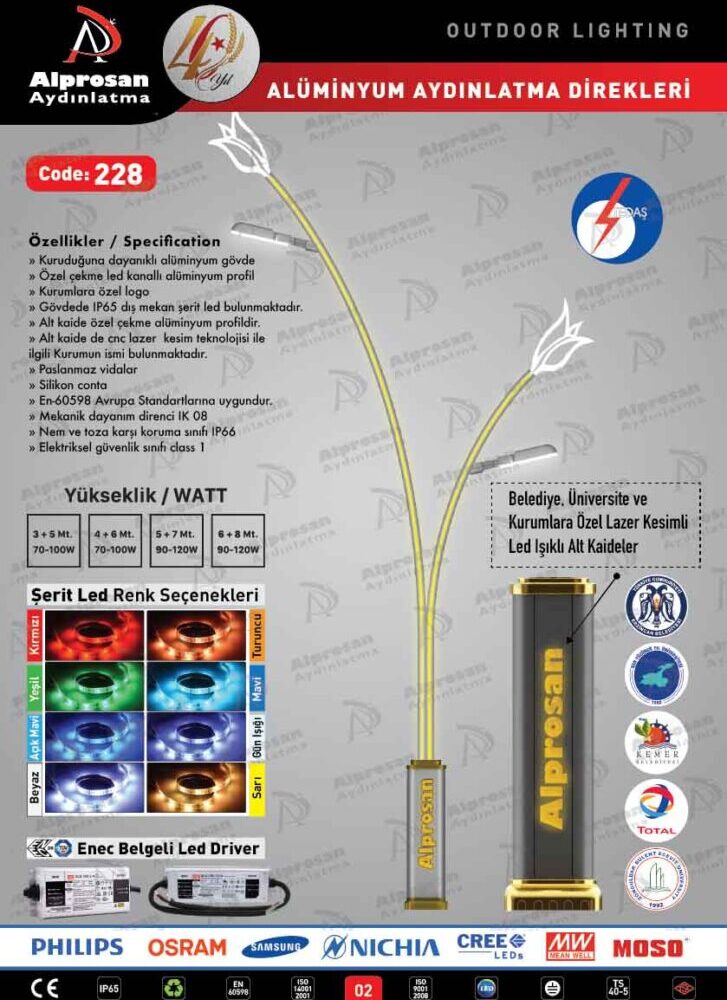 Tedaş Alüminyum Aydınlatma Direkleri