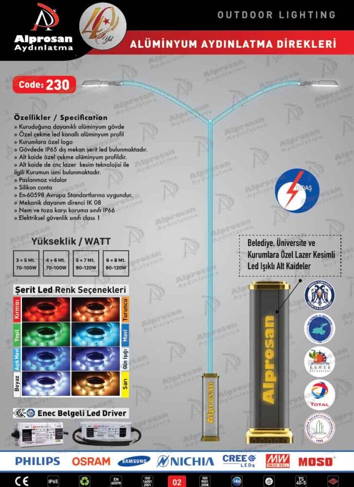 Tedaş Alüminyum Aydınlatma Direkleri