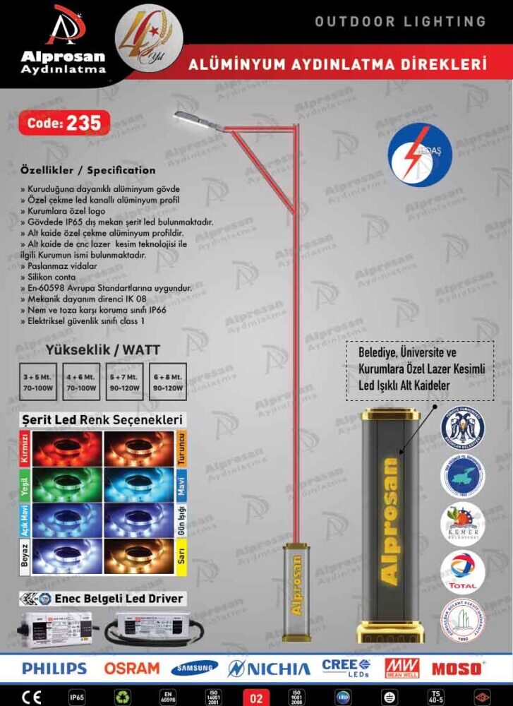 Tedaş Alüminyum Aydınlatma Direkleri