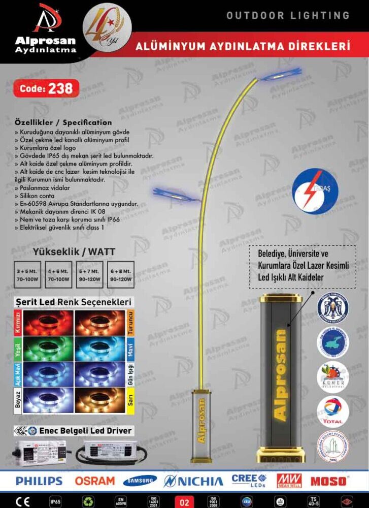 Tedaş Alüminyum Aydınlatma Direkleri