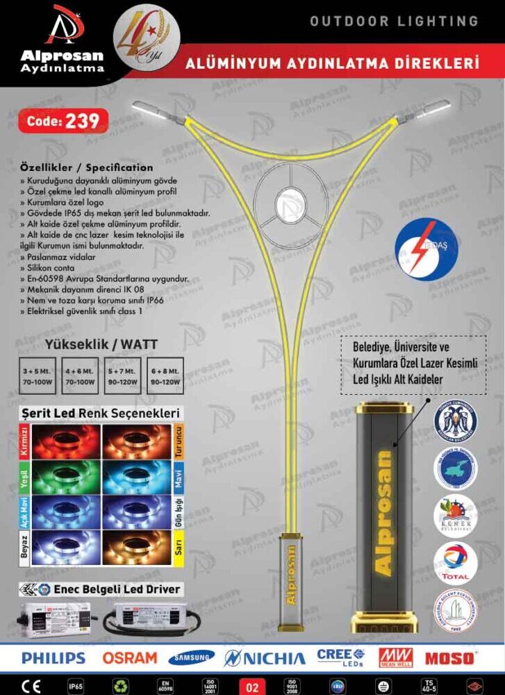 Tedaş Alüminyum Aydınlatma Direkleri
