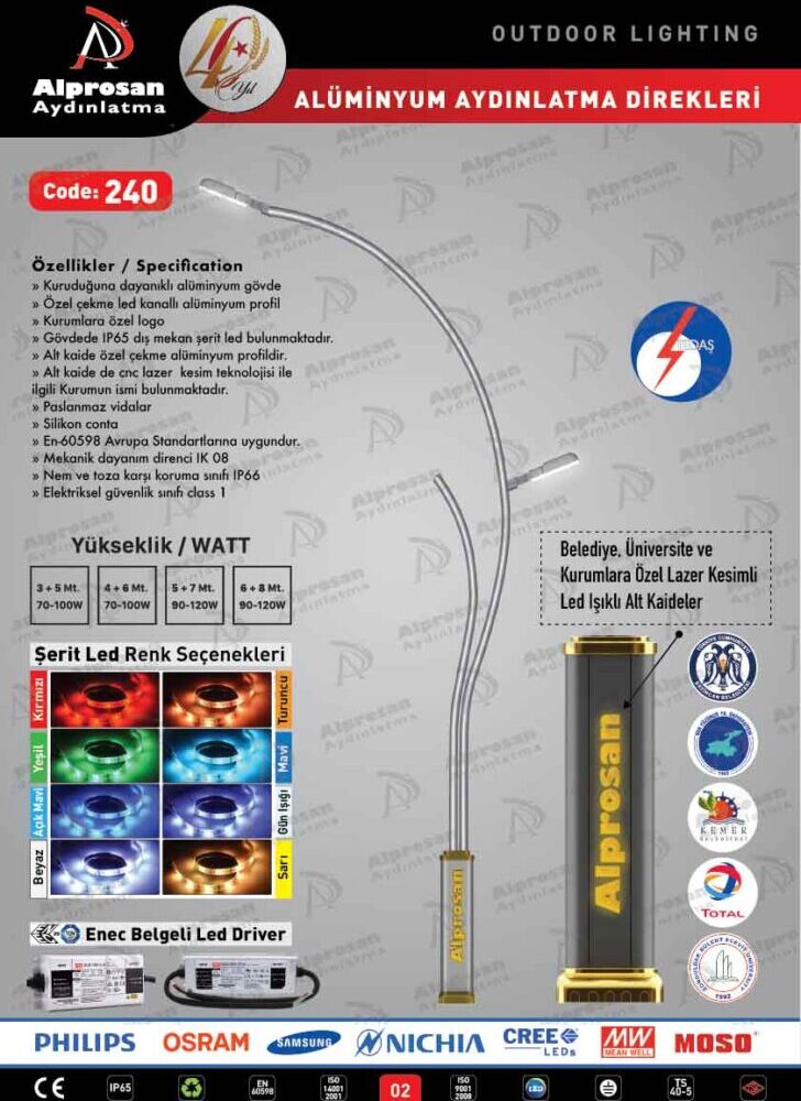 Tedaş Alüminyum Aydınlatma Direkleri