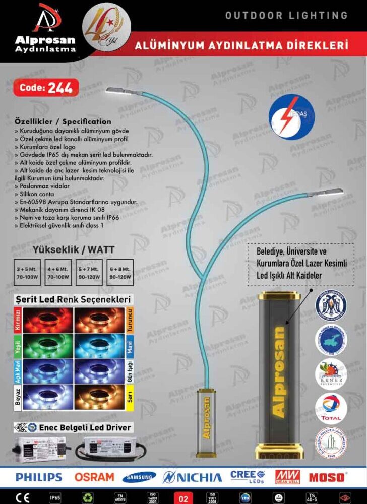 Tedaş Alüminyum Aydınlatma Direkleri