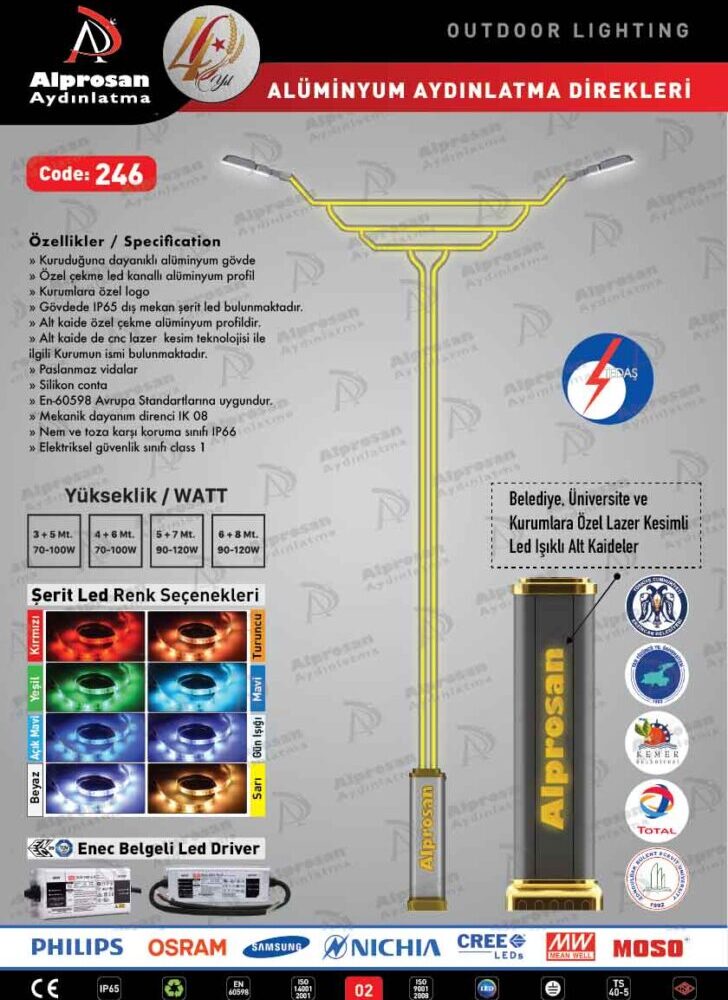 Tedaş Alüminyum Aydınlatma Direkleri