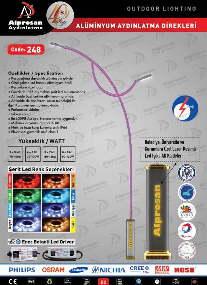 Tedaş Alüminyum Aydınlatma Direkleri