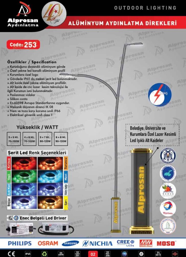 Tedaş Alüminyum Aydınlatma Direkleri