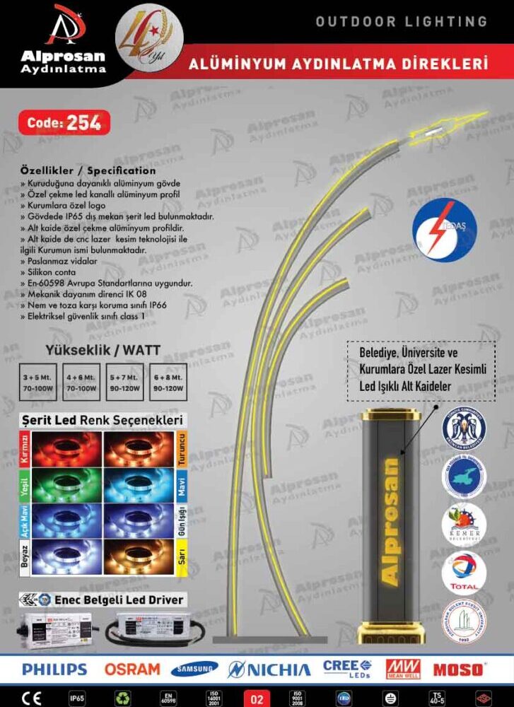 Tedaş Alüminyum Aydınlatma Direkleri