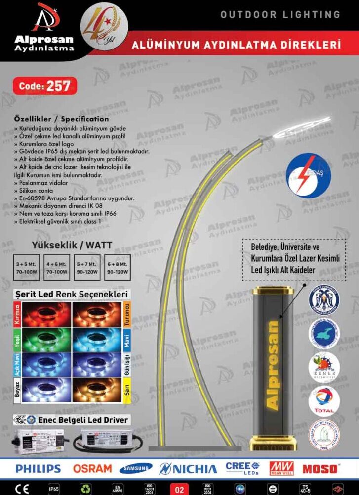 Tedaş Alüminyum Aydınlatma Direkleri