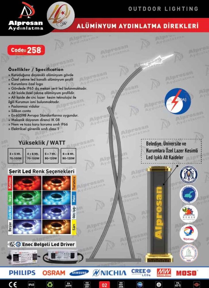 Tedaş Alüminyum Aydınlatma Direkleri