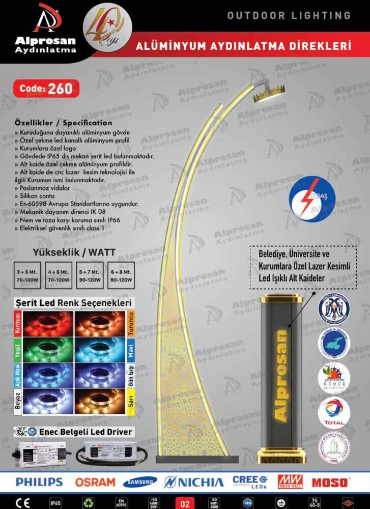 Tedaş Alüminyum Aydınlatma Direkleri