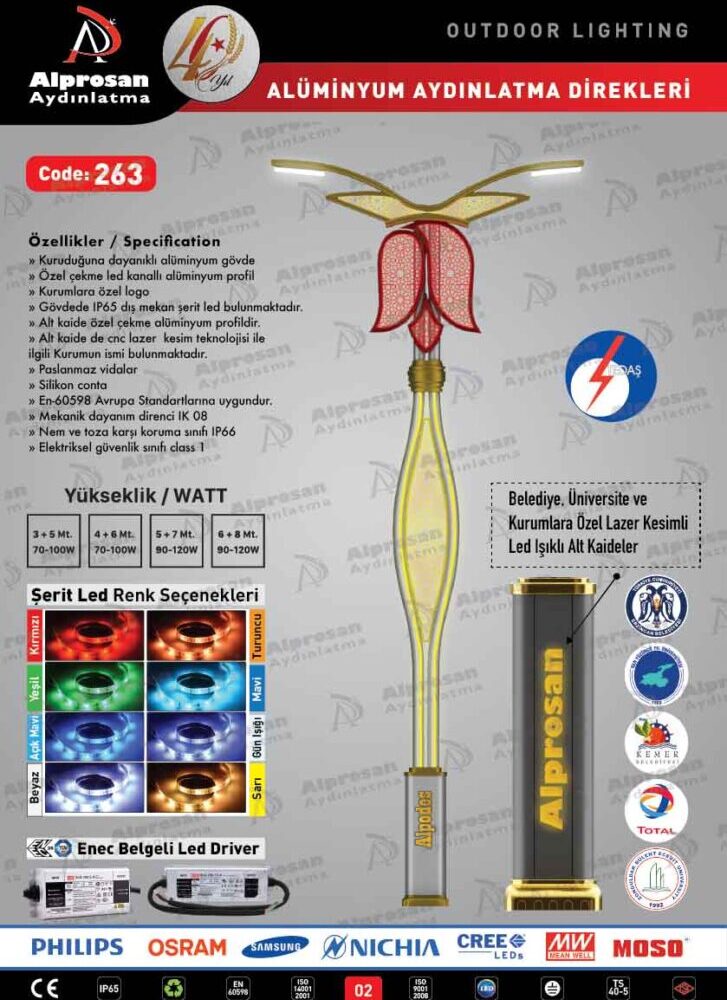 Tedaş Alüminyum Aydınlatma Direkleri