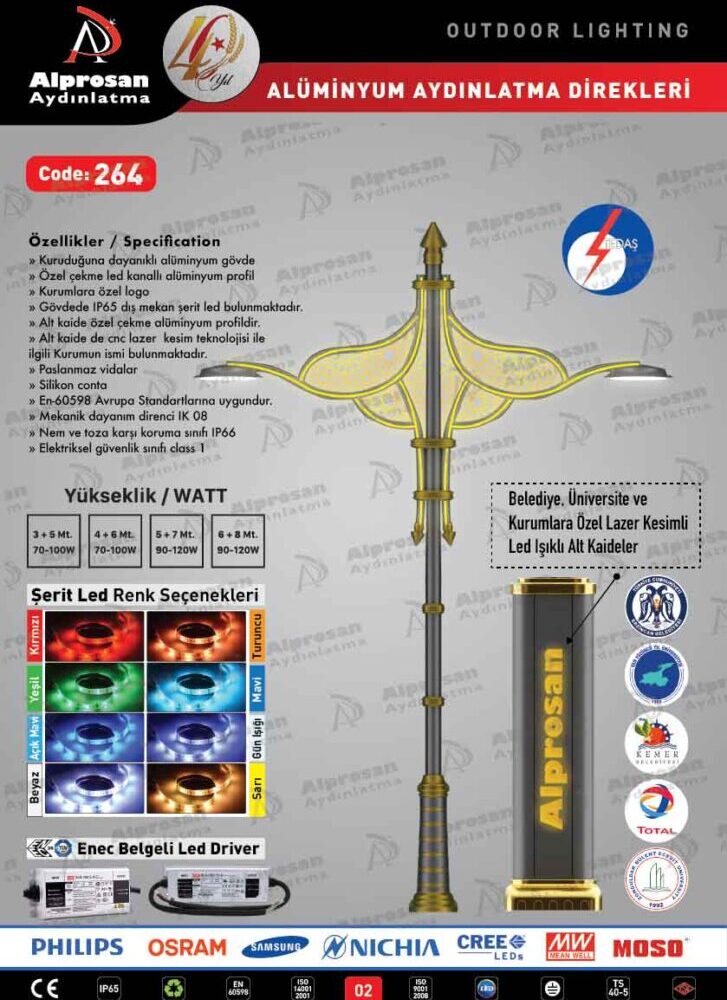 Tedaş Alüminyum Aydınlatma Direkleri