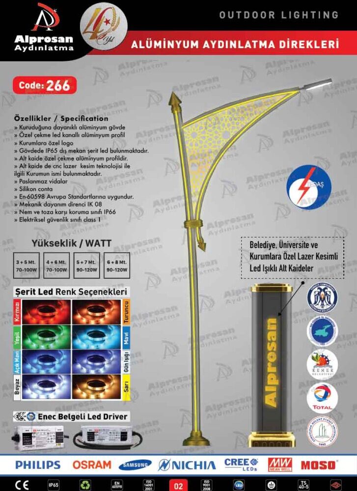 Tedaş Alüminyum Aydınlatma Direkleri