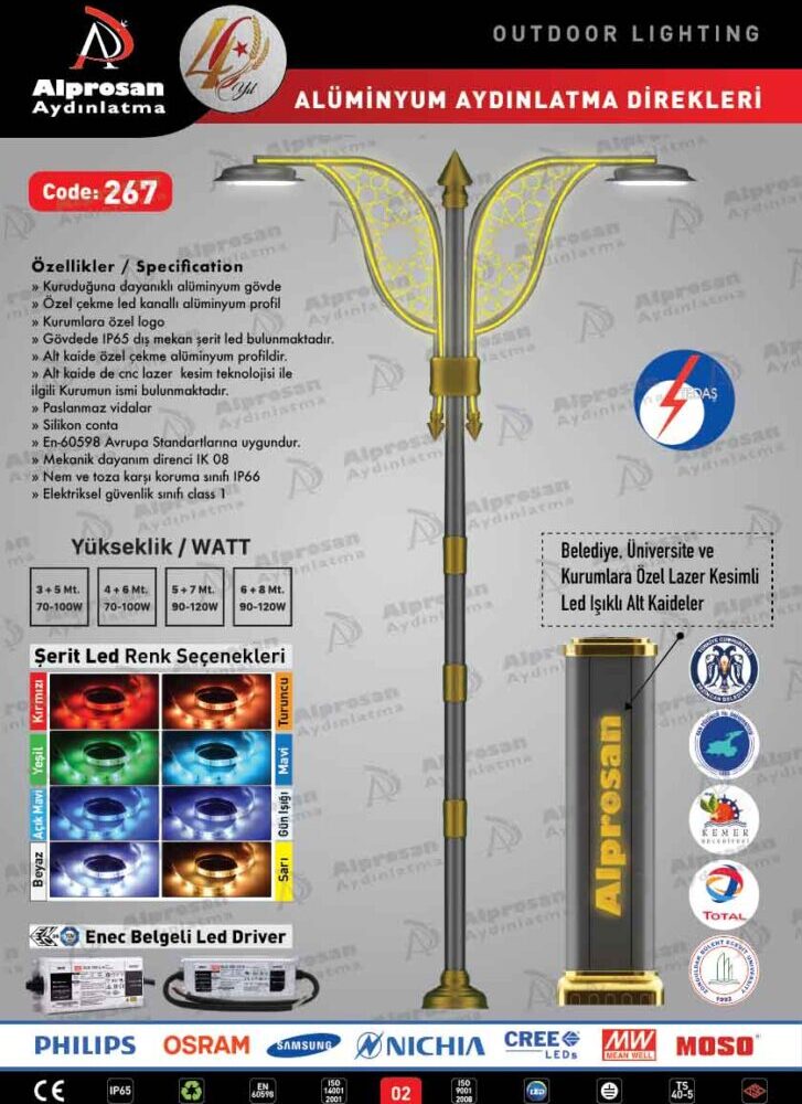 Tedaş Alüminyum Aydınlatma Direkleri