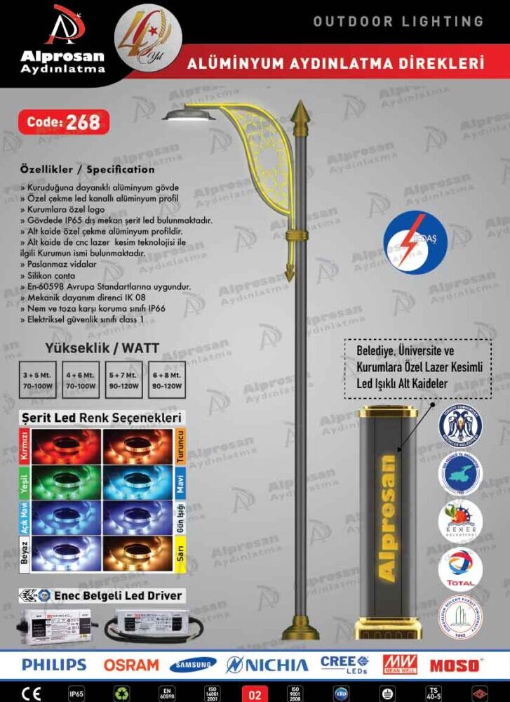 Tedaş Alüminyum Aydınlatma Direkleri