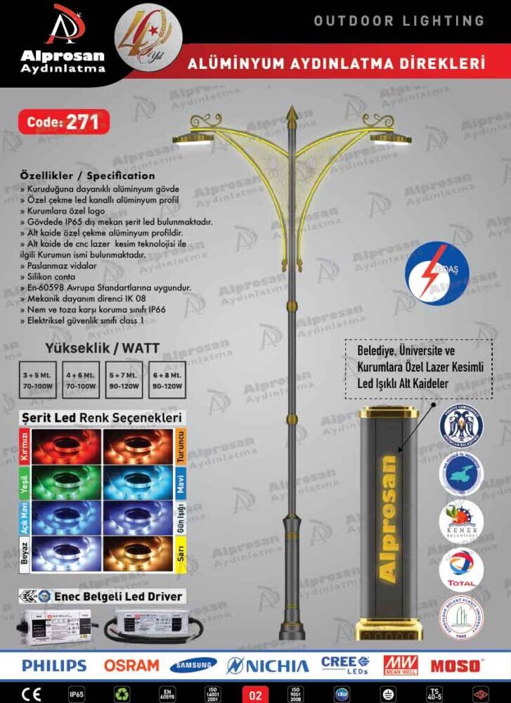 Tedaş Alüminyum Aydınlatma Direkleri