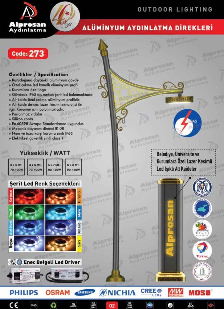 Tedaş Alüminyum Aydınlatma Direkleri