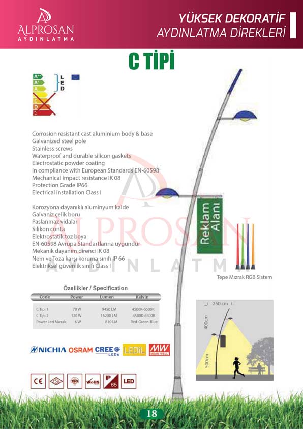 Yüksek Yol Aydınlatma Direkleri – Galvaniz ve Boyalı