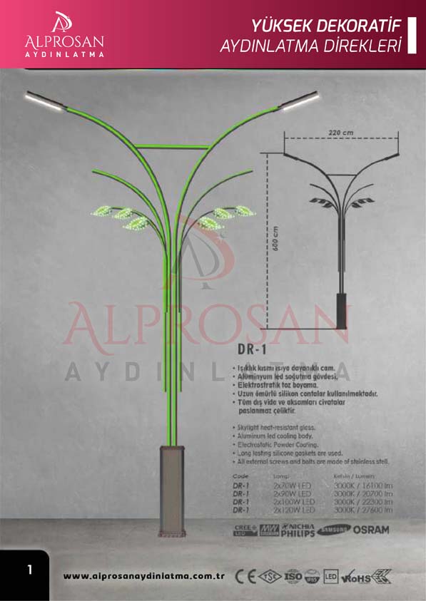 Tedaş Yüksek Dekoratif Aydınlatma Direkleri
