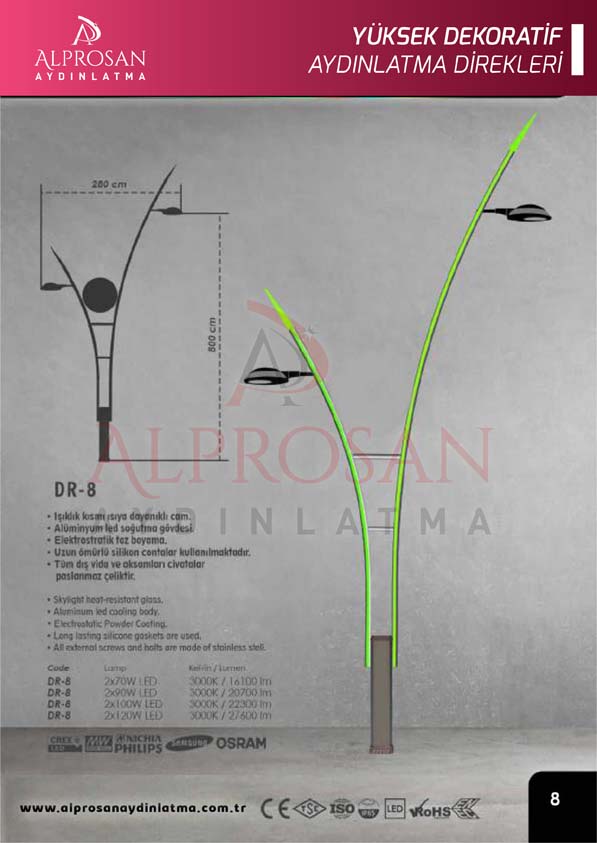 Tedaş Yüksek Dekoratif Aydınlatma Direkleri