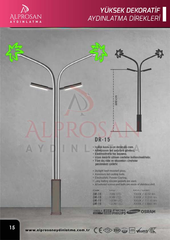 Tedaş Yüksek Dekoratif Aydınlatma Direkleri