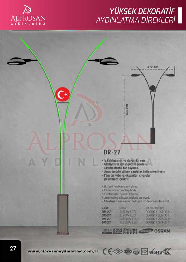 Tedaş Yüksek Dekoratif Aydınlatma Direkleri