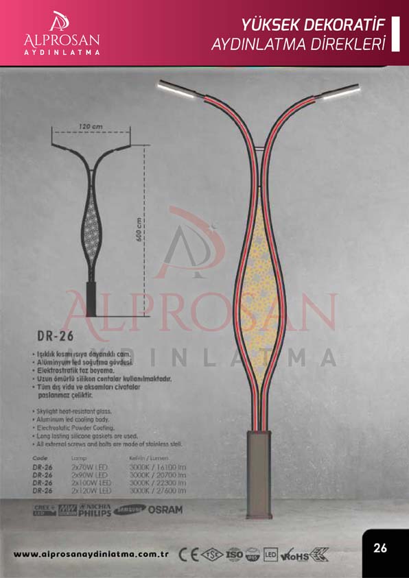 Tedaş Yüksek Dekoratif Aydınlatma Direkleri