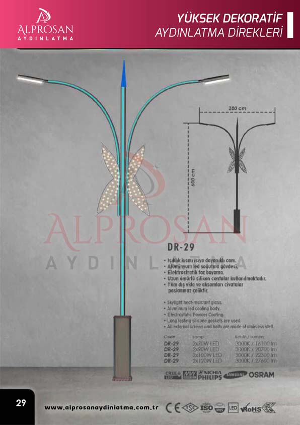 Tedaş Yüksek Dekoratif Aydınlatma Direkleri