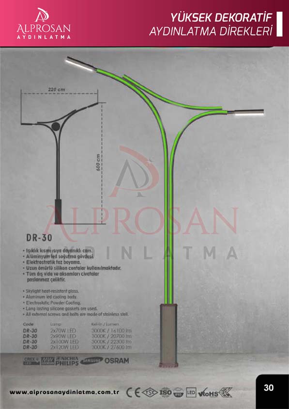 Tedaş Yüksek Dekoratif Aydınlatma Direkleri