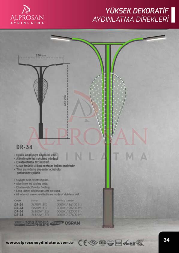 Tedaş Yüksek Dekoratif Aydınlatma Direkleri
