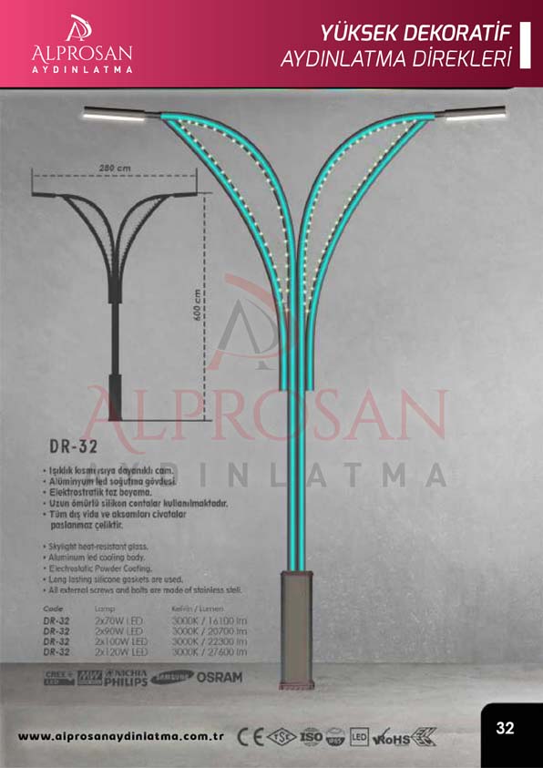 Tedaş Yüksek Dekoratif Aydınlatma Direkleri