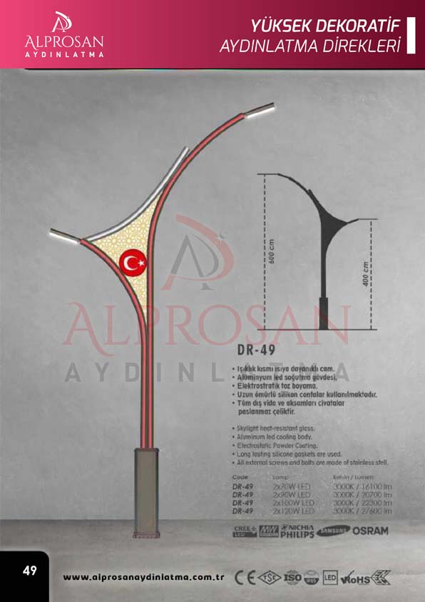 Tedaş Yüksek Dekoratif Aydınlatma Direkleri