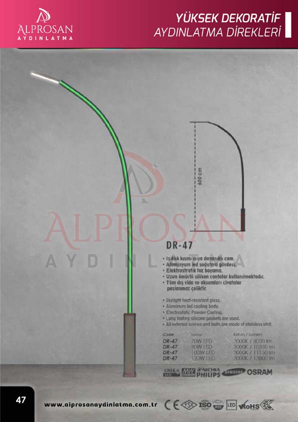 Tedaş Yüksek Dekoratif Aydınlatma Direkleri