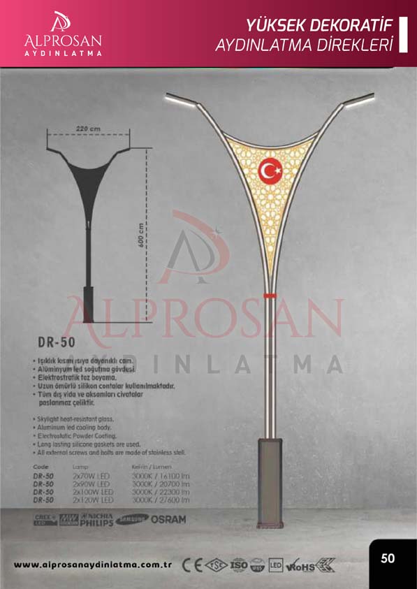 Tedaş Yüksek Dekoratif Aydınlatma Direkleri