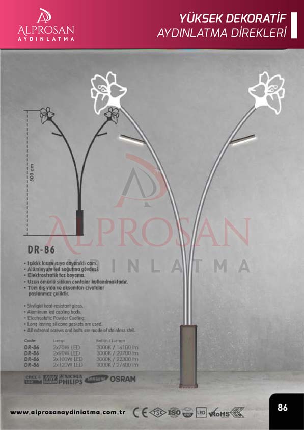 Tedaş Yüksek Dekoratif Aydınlatma Direkleri