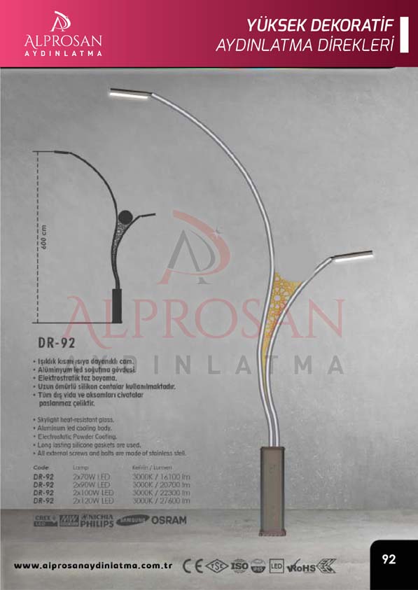 Tedaş Yüksek Dekoratif Aydınlatma Direkleri
