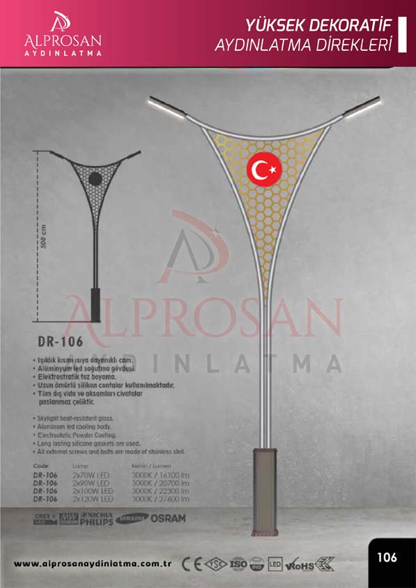 Tedaş Yüksek Dekoratif Aydınlatma Direkleri