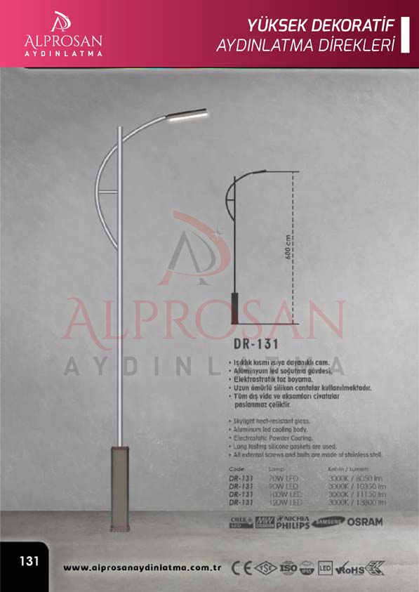 Tedaş Yüksek Dekoratif Aydınlatma Direkleri