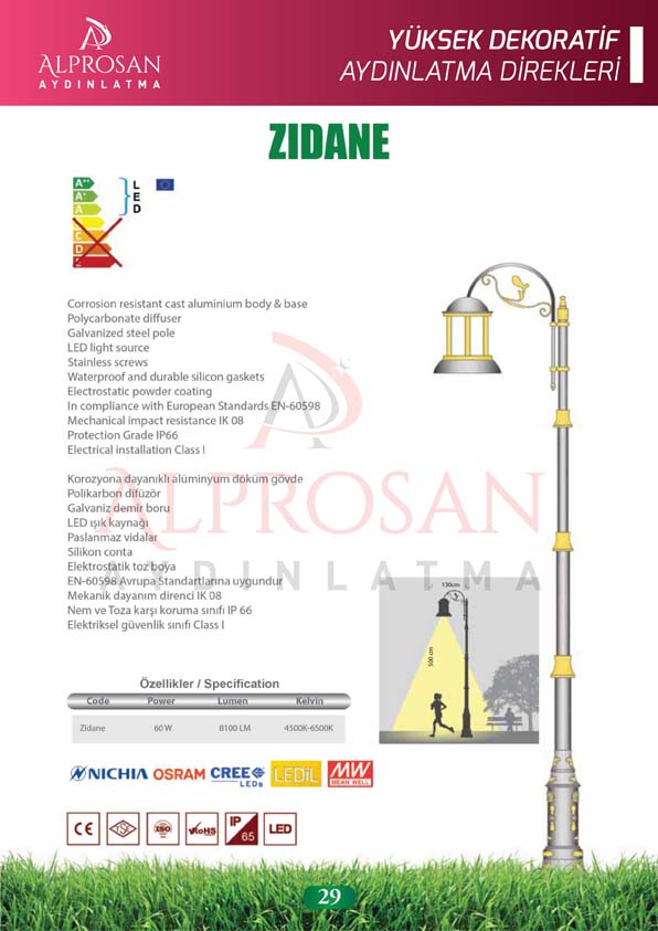 Yüksek Dekoratif Aydınlatma Direkleri