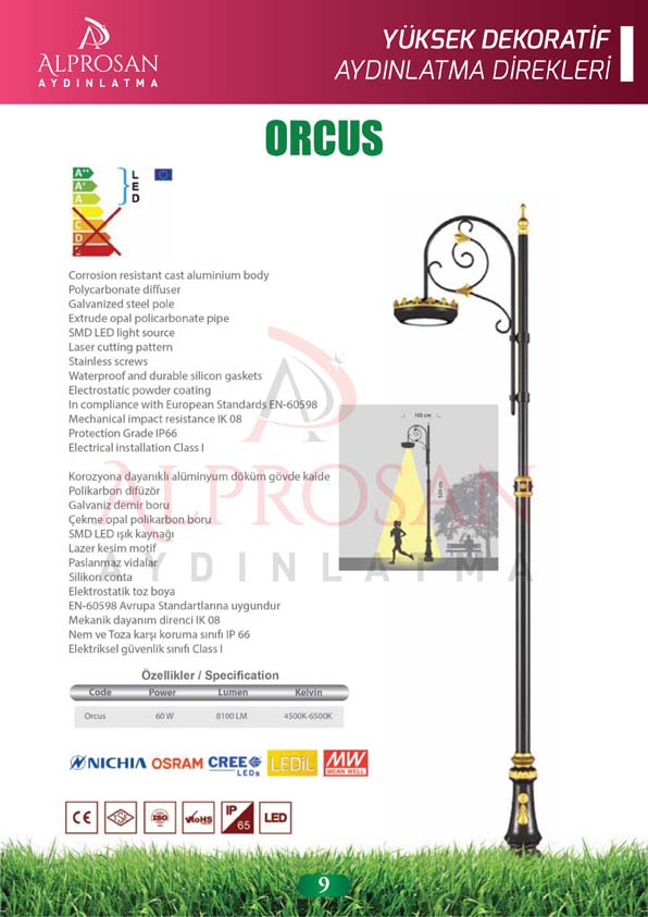 Yüksek Dekoratif Aydınlatma Direkleri