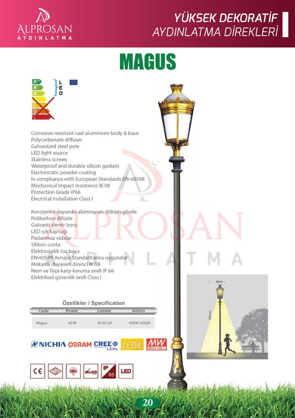 Yüksek Dekoratif Aydınlatma Direkleri